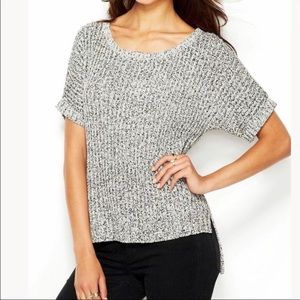 Rachel Roy Black/White Short Dolman Sleeve Sweater